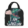 thumbnail image 1 of KLL Hungry Tyrannosaurus Print Insulated Lunch Bag Women, Reusable Cute Tote Lunch Box for Adult & Men, Leakproof Cooler Lunch Bags for Work Office Travel Picnic, 1 of 5