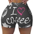 thumbnail image 1 of KLL I Love Coffee Pattern Workout Shorts for Women Scrunch Short Gym Yoga Running Sport Active Exercise Fitness Shorts, 1 of 8