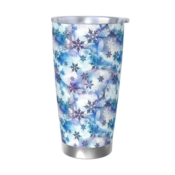 KLL Icy Blue Snowflakes Print 40oz Stainless Steel Insulated Car Cup with Spillproof Lid - Keep Your Drink Hot or Cold on the Go-Without Straw