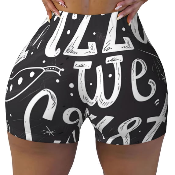 KLL In Pizza We Crust Art Pattern Workout Shorts for Women Scrunch Short Gym Yoga Running Sport Active Exercise Fitness Shorts