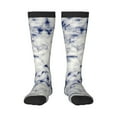 thumbnail image 1 of KLL Indigo Tie Dye Print Cool Socks Men's Women's Crew Socks Funny Crazy Novelty Stockings, 1 of 6