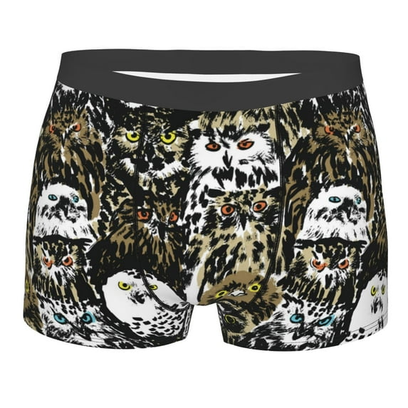 KLL Ink Graffiti Owl Men's Cotton Boxer Briefs Underwear-X-Large