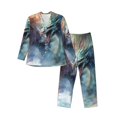 thumbnail image 1 of KLL Ink Style Wave Dragon Sleepwear Mens Flannel Pajamas,Long Cotton Pj Set, 1 of 7