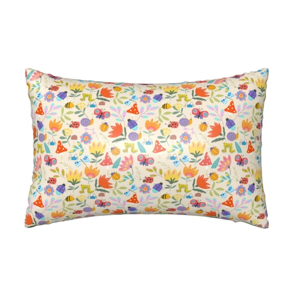 KLL Insects In Plants Pattern Silk Pillowcase for Hair and Skin Standard Size 20"X 30" Soft Breathable Pillow Covers for Sleeping