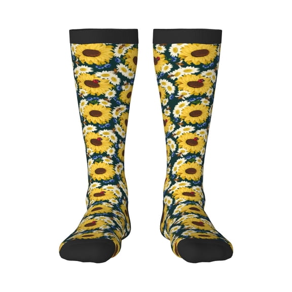 KLL Insects Of Flowers Print Cool Socks Men's Women's Crew Socks Funny Crazy Novelty Stockings