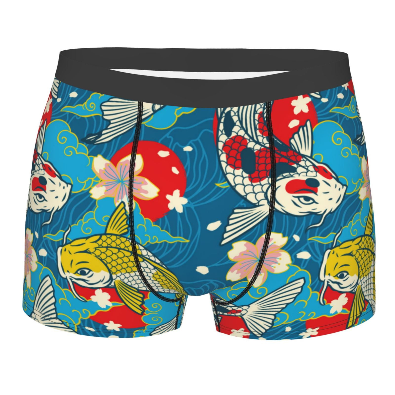 KLL Japanese Koi Men's Cotton Boxer Briefs UnderwearXLarge