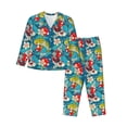 thumbnail image 1 of KLL Japanese Koi Print Women's Long Sleeve Pajamas with Pants Sleepwear Loungewear 2 Set-Small, 1 of 7