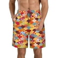 thumbnail image 1 of KLL Japanese Style Fish Scales Men's Casual Summer Beach Shorts Hawaiian Shorts with Pockets-X-Large, 1 of 5