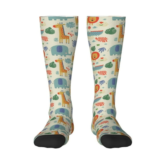 KLL Jungle Animals Print Cool Socks Men's Women's Crew Socks Funny Crazy Novelty Stockings