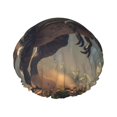 thumbnail image 1 of KLL Jungle Dinosaur Pattern Shower Cap & Bath Cap for Women,Reversible Oversized Waterproof Shower Caps for all Hair Lengths,Elastic Reusable Bathing Hair Cap, 1 of 6
