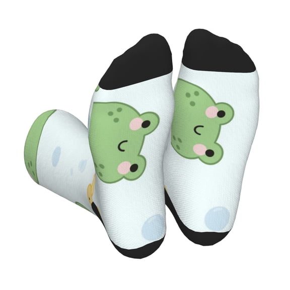 KLL Kawaii Frogs Print Cool Socks Men's Women's Crew Socks Funny Crazy Novelty Stockings
