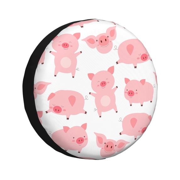 KLL Kawaii Pigs Pattern 14-17 inch Spare Tire Cover Universal Wheel Protector for Truck SUV Trailer Camping Rv Tire Covers-17 inch