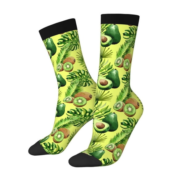 KLL Kiwi and Avocado Print Cool Socks Men's Women's Crew Socks Funny Crazy Novelty Stockings