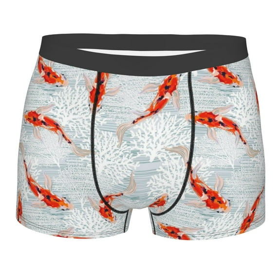 KLL Koi Fish Corals,Spring Summer Men's Cotton Boxer Briefs Underwear-XX-Large
