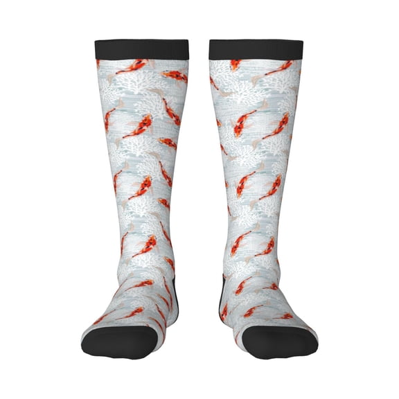 KLL Koi Fish Corals,Spring Summer Print Cool Socks Men's Women's Crew Socks Funny Crazy Novelty Stockings