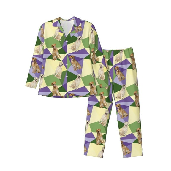KLL Labrador Retriever Dog Sleepwear Mens Flannel Pajamas,Long Cotton Pj Set