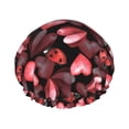 thumbnail image 1 of KLL Ladybugs and Red Hearts Pattern Shower Cap & Bath Cap for Women,Reversible Oversized Waterproof Shower Caps for all Hair Lengths,Elastic Reusable Bathing Hair Cap, 1 of 6