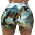 thumbnail image 1 of KLL Lake Forest Dinosaur A Pattern Workout Shorts for Women Scrunch Short Gym Yoga Running Sport Active Exercise Fitness Shorts, 1 of 5