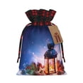 thumbnail image 1 of KLL Lantern On Snow With Christmas for Christmas Gift Bag,Christmas Burlap Goody Gift Bags with Plaid Drawstrings for Xmas Presents Holiday Party Favor Treats Candy-Black, 1 of 8