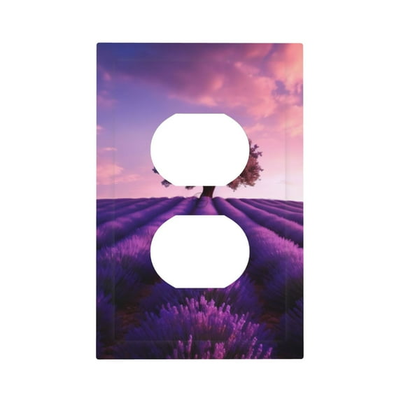 KLL Lavender Field Sunset Pattern Electrical Outlet Covers, 3" x 5" 1 Pack Electric Receptacle Plug Covers for Decorator Receptacle Outlet & Switch-Style S