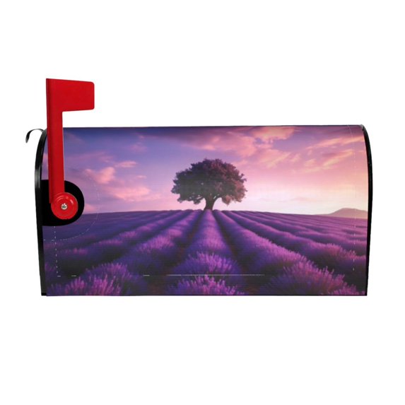 KLL Lavender Field Sunset Pattern Mailbox Covers,Magnetic Mailbox Waterproof Post Box Cover Post Letter Box Cover Decorations Standard Size-21x18 in
