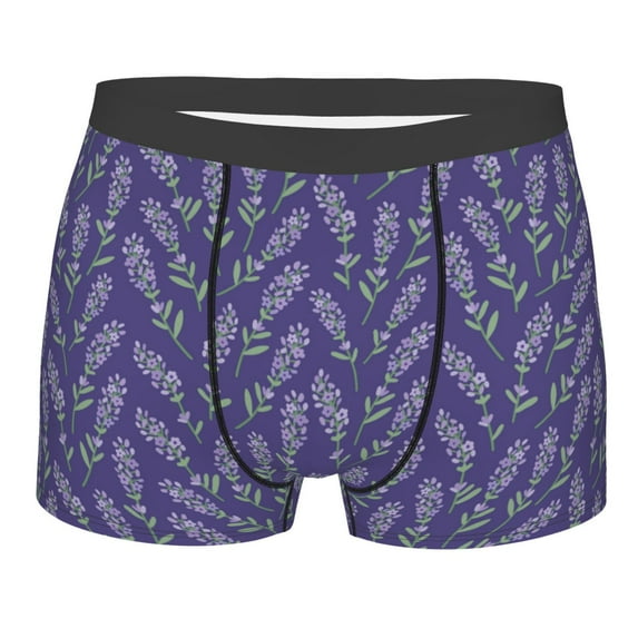 KLL Lavender Flowers Men's Cotton Boxer Briefs Underwear-Large