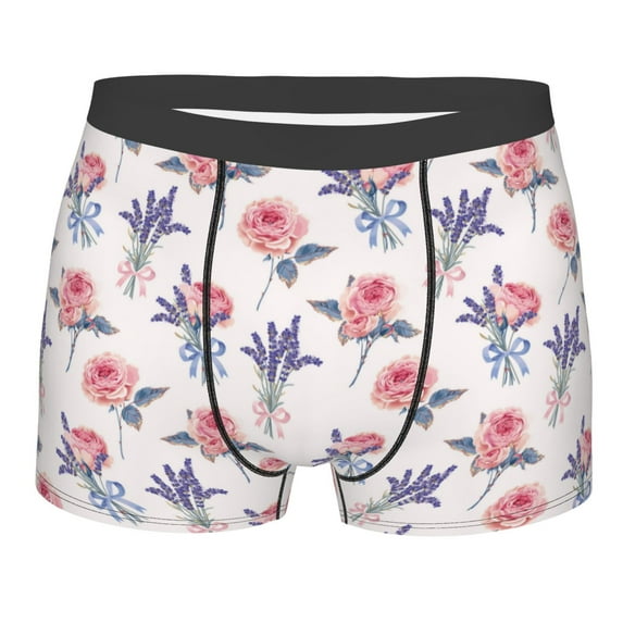 KLL Lavender Flowers Men's Cotton Boxer Briefs Underwear-Medium