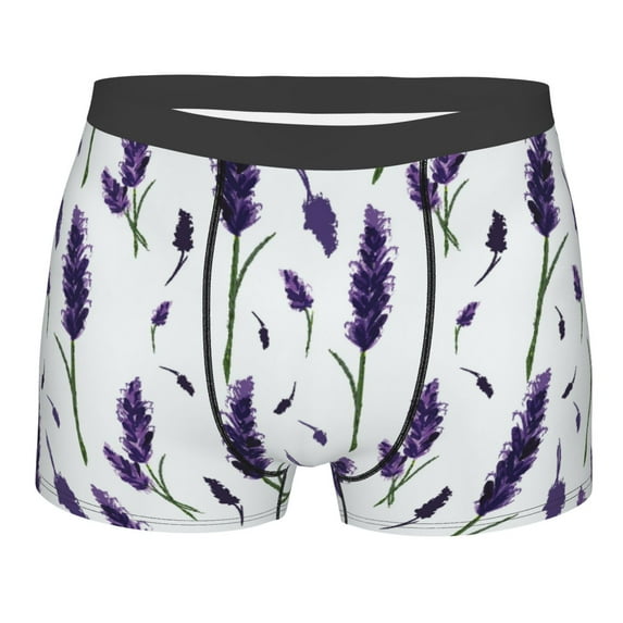 KLL Lavender Flowers Men's Cotton Boxer Briefs Underwear-Small