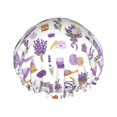thumbnail image 1 of KLL Lavender Flowers Pattern Shower Cap & Bath Cap for Women,Reversible Oversized Waterproof Shower Caps for all Hair Lengths,Elastic Reusable Bathing Hair Cap, 1 of 6