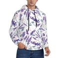 thumbnail image 1 of KLL Lavender Flowers Print Mens Hoodie Long Sleeve Casual Pullover Hooded Sweatshirt Fashion Drawstring Hoodies with Pocket-Small, 1 of 6
