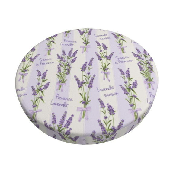 KLL Lavender Flowers Round Bar Chair Cushion Cover 13 inch ,Bar Stool Protector with Elastic, Soft Washable