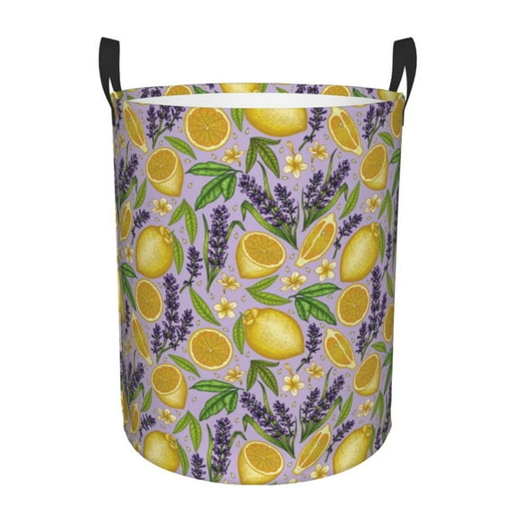 KLL Lavender Flowers Waterproof Foldable Laundry Hamper Bucket with Handles for Storage Bin,Kids Room,Home Organizer (Medium )