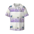 thumbnail image 1 of KLL Lavender and Butterfly Print Men's Shirt Short Sleeve Button Down Summer Cuba Beach Shirts- Medium, 1 of 7