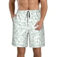 thumbnail image 1 of KLL Leaf Print Men's Casual Summer Beach Shorts Hawaiian Shorts with Pockets-XX-Large, 1 of 5