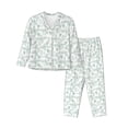 thumbnail image 1 of KLL Leaf Print Print Women's Long Sleeve Pajamas with Pants Sleepwear Loungewear 2 Set-X-Large, 1 of 7