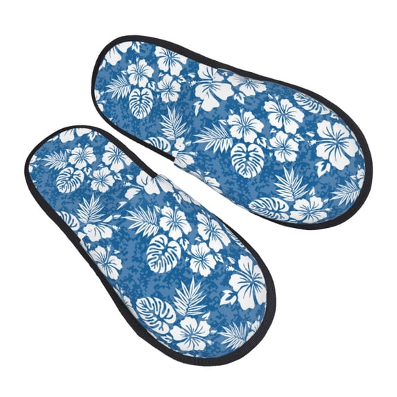 KLL Leaves And Flowers Slippers for Women Men House Slip on Indoor Outdoor Bedroom Furry Fleece Lined Ladies Comfy Anti-Skid Rubber Hard Sole-Medium