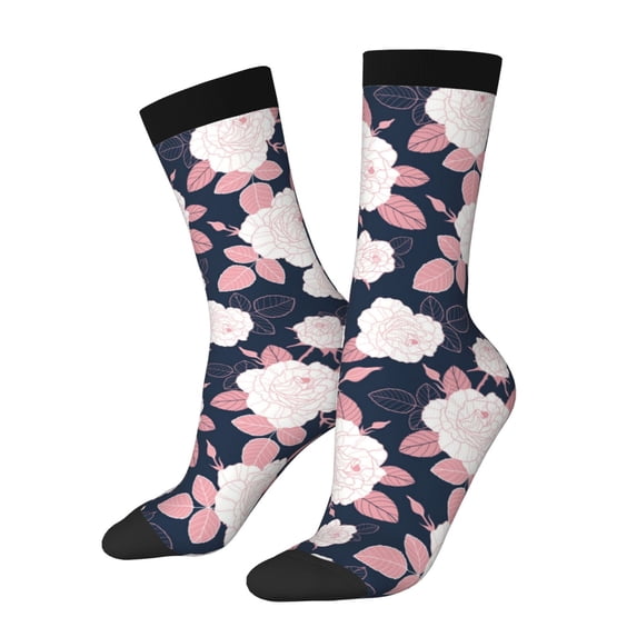 KLL Leaves Flower Print Cool Socks Men's Women's Crew Socks Funny Crazy Novelty Stockings