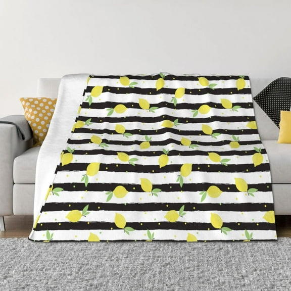 KLL Lemon_1 Print Fleece Throw Blanket, Horizontal Fleece Bedding Cute Soft Blankets Comfy Fleece Flannel Plush Home Decor for Couch & Bed -
