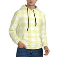 thumbnail image 1 of KLL Lemon Yellow Checkboard Print Mens Hoodie Long Sleeve Casual Pullover Hooded Sweatshirt Fashion Drawstring Hoodies with Pocket-X-Large, 1 of 6