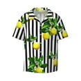 thumbnail image 1 of KLL Lemons on Striped Print Men's Shirt Short Sleeve Button Down Summer Cuba Beach Shirts- X-Large, 1 of 7