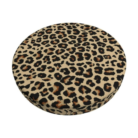 KLL Leopard Print-1 Round Bar Chair Cushion Cover 12 inch ,Bar Stool Protector with Elastic, Soft Washable