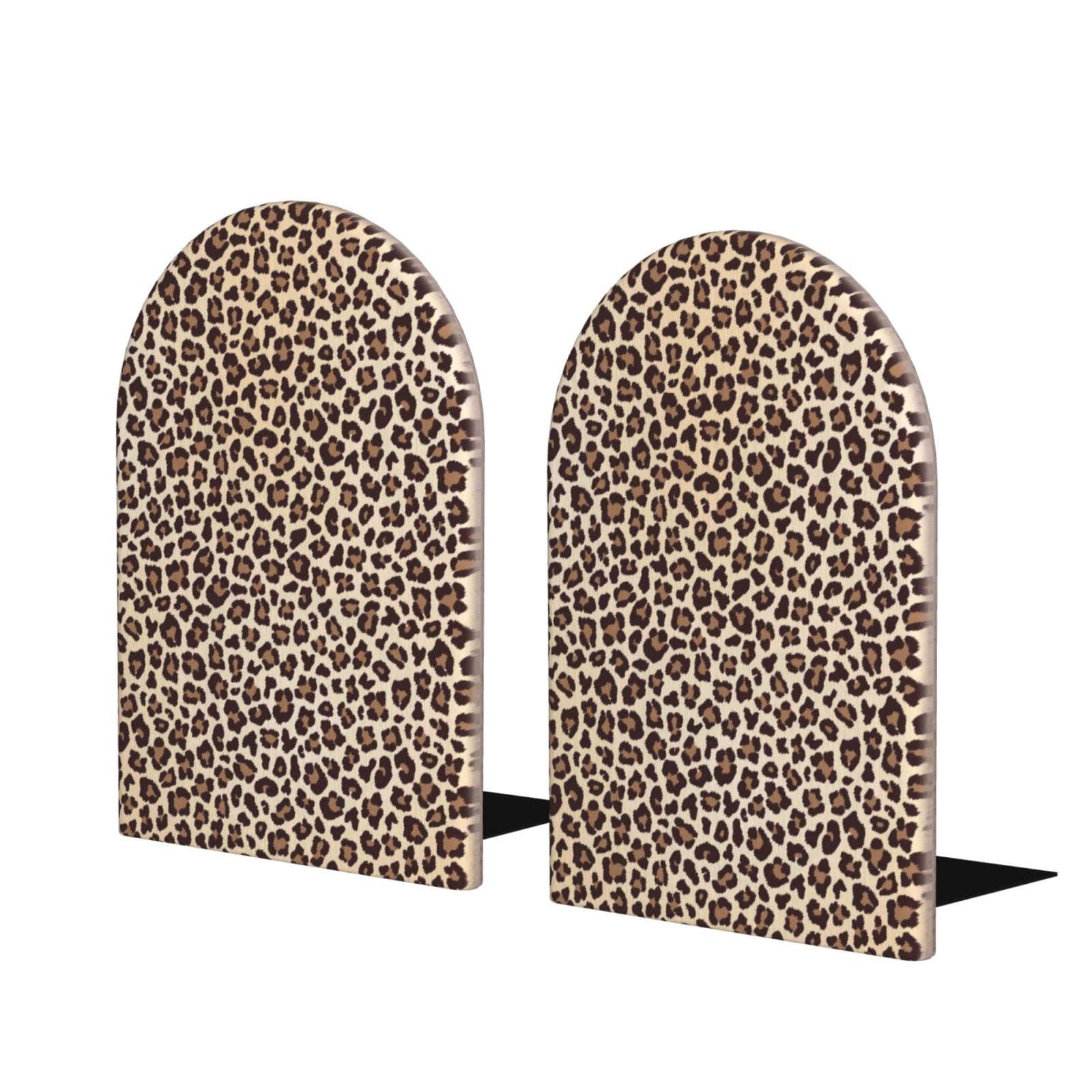 KLL Leopard Print-2 Print Wood Book Ends for Shelves,1 Pair Wood ...