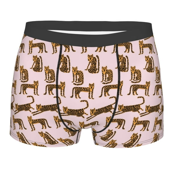 KLL Leopard Print Men's Cotton Boxer Briefs Underwear-Medium