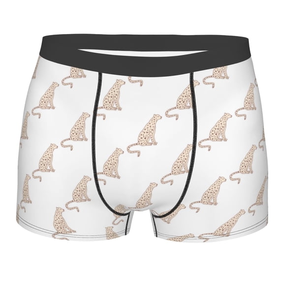 KLL Leopard Print Men's Cotton Boxer Briefs Underwear-Medium