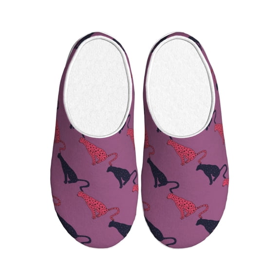KLL Leopard Print Pattern Adult Unisex Cozy Slippers,Fuzzy Slip-on Slippers TPR Sole Slippers Comfort Plush Home Footwear for Indoor & Outdoor-35/36