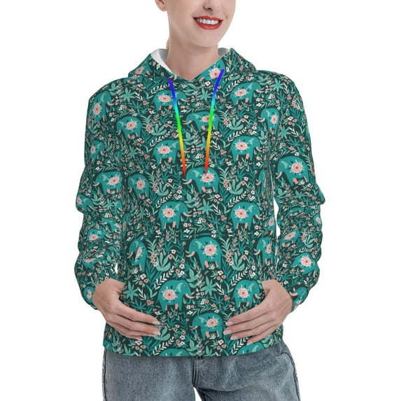 KLL Lephants in the Jungle for Womens Pullover Hoodie with Pocket Hooded Long Sleeve Shirts Sweatshirt for Women-X-Large