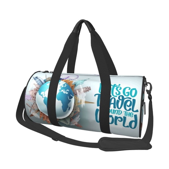 KLL Let's go Travel Around the World Duffle Bag For Men Women Sport Gym Fitness Tote Travel Training Workout Basketball Football Weekender