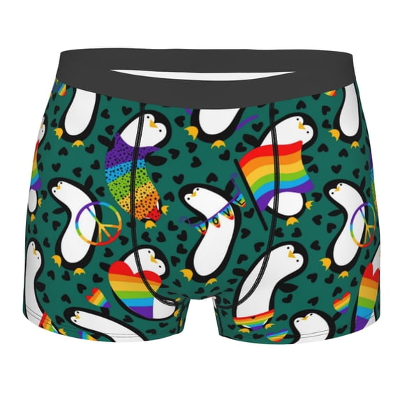 KLL Lgbt Penguin Men's Cotton Boxer Briefs Underwear-Medium