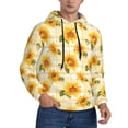 thumbnail image 1 of KLL Light Yellow Plaid Sunflower Print Mens Hoodie Long Sleeve Casual Pullover Hooded Sweatshirt Fashion Drawstring Hoodies with Pocket-4X-Large, 1 of 6