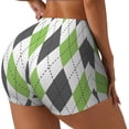 thumbnail image 1 of KLL Light green and black argyle Pattern Workout Shorts for Women Scrunch Short Gym Yoga Running Sport Active Exercise Fitness Shorts-Medium, 1 of 8